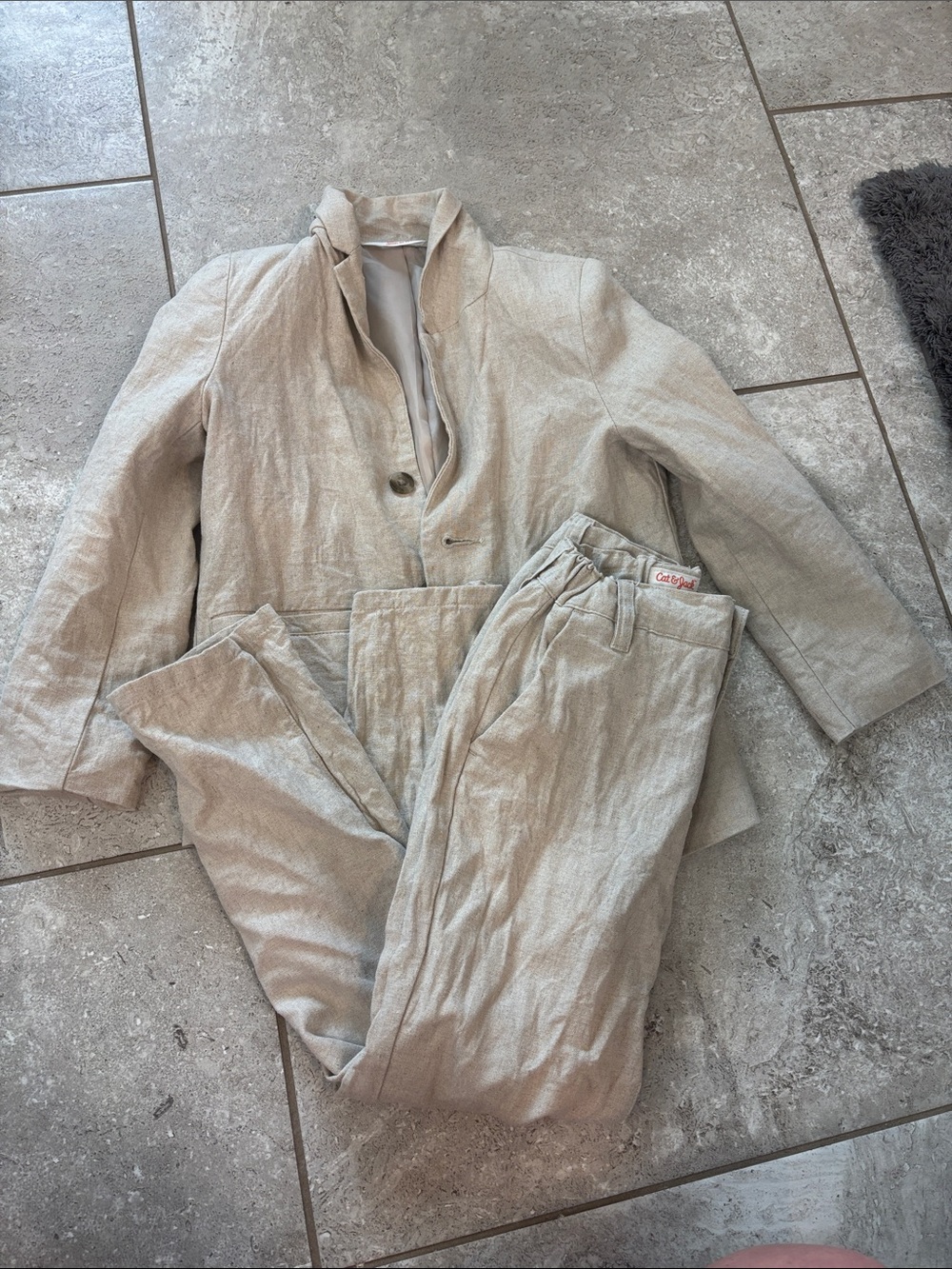 Cat & Jack Light Beige Linen-Look Suit